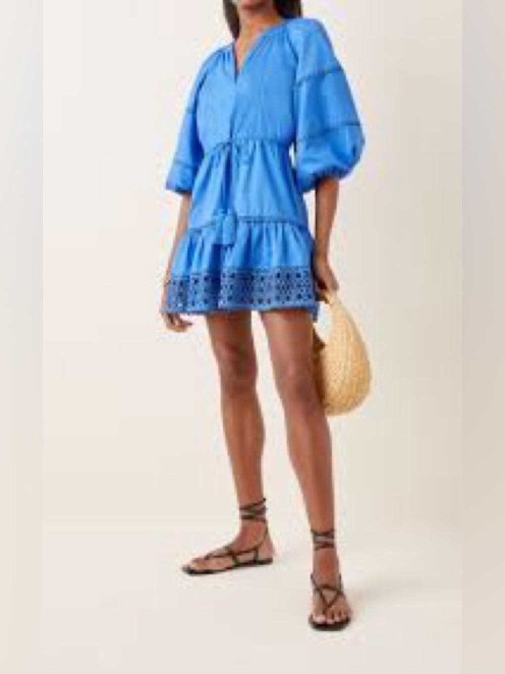 Alexis Cobalt Blue Eyelet Tiered Mini Dress